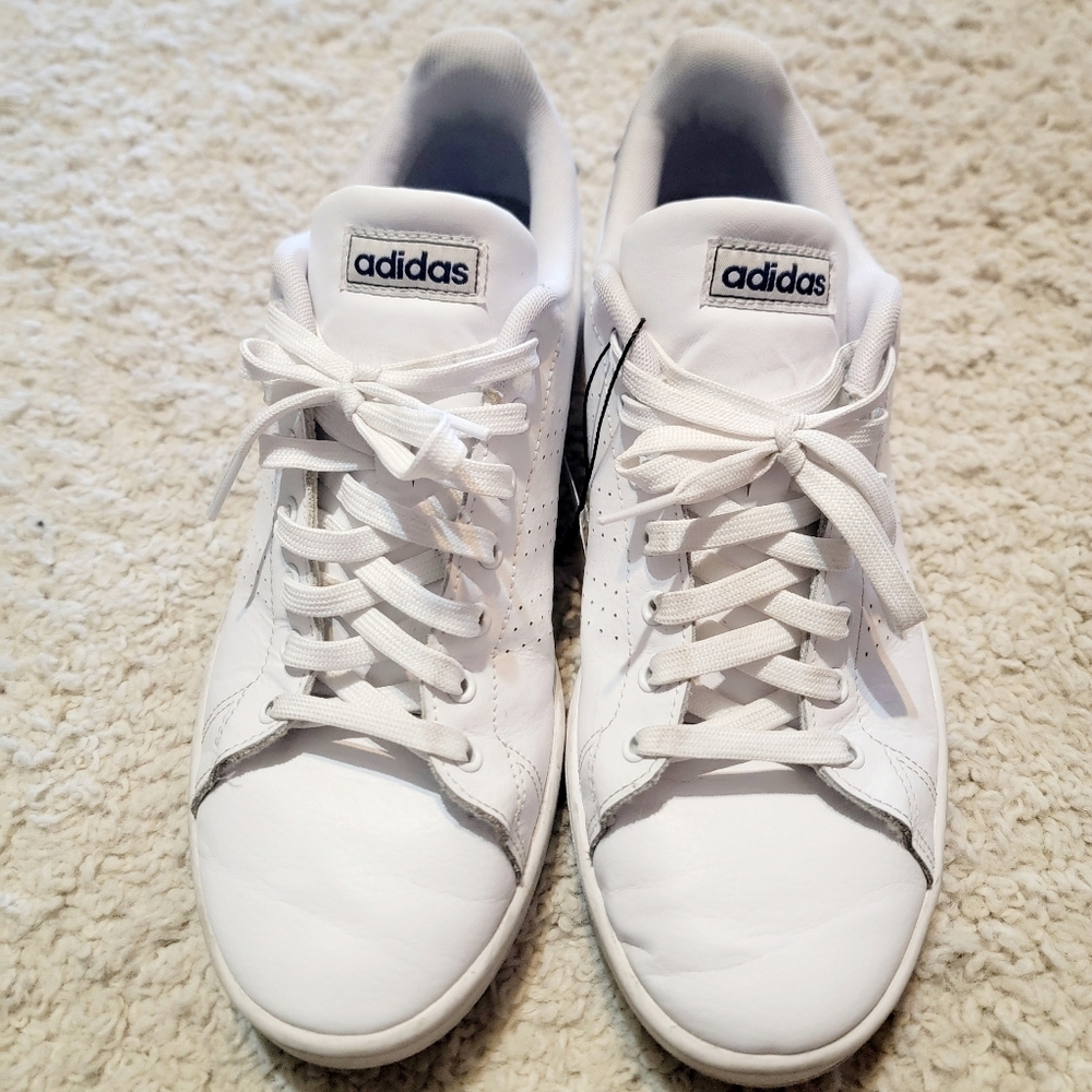Men's Adidas Cloud foam Advantage 2.0 Sneaker 10 White W/blue Logo Unisex summer